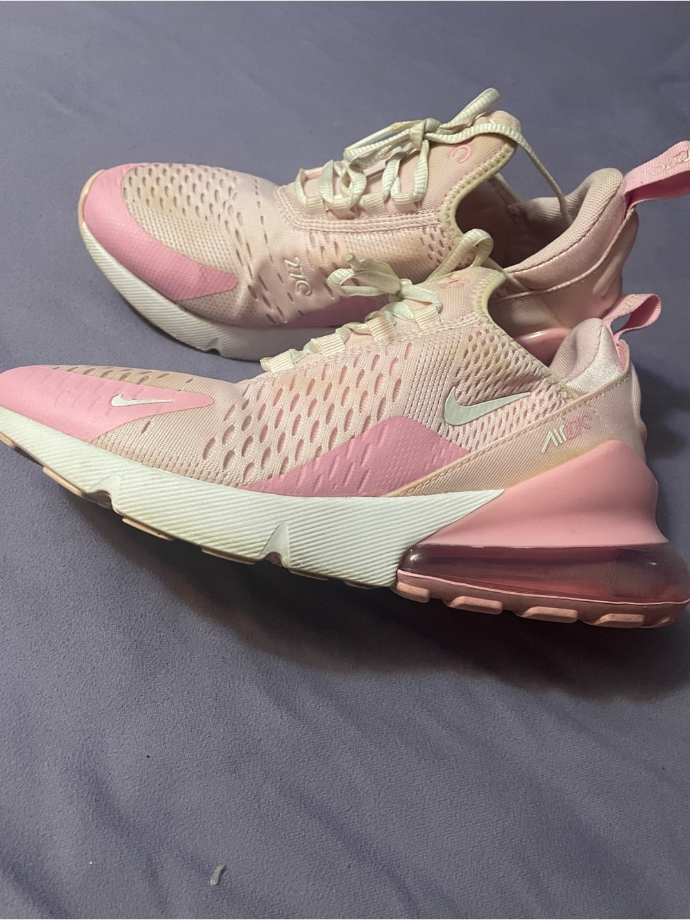 Nike Women's Light Pink and White Air Max-Style Sneakers